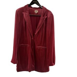 BiBi Women's Deep Pink Velvet Blazer